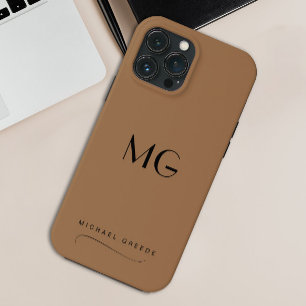 Coffee and Cream Monogrammed Minimalist With Name iPhone 13 Pro Max Case