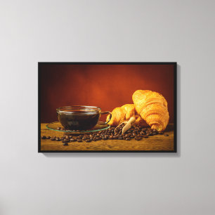 Coffee and Croissant Canvas Print
