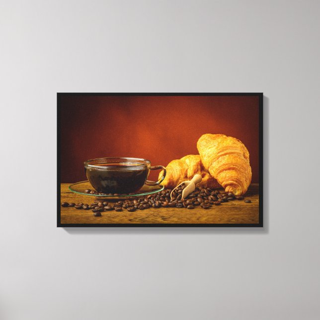 Coffee and Croissant Canvas Print (Front)