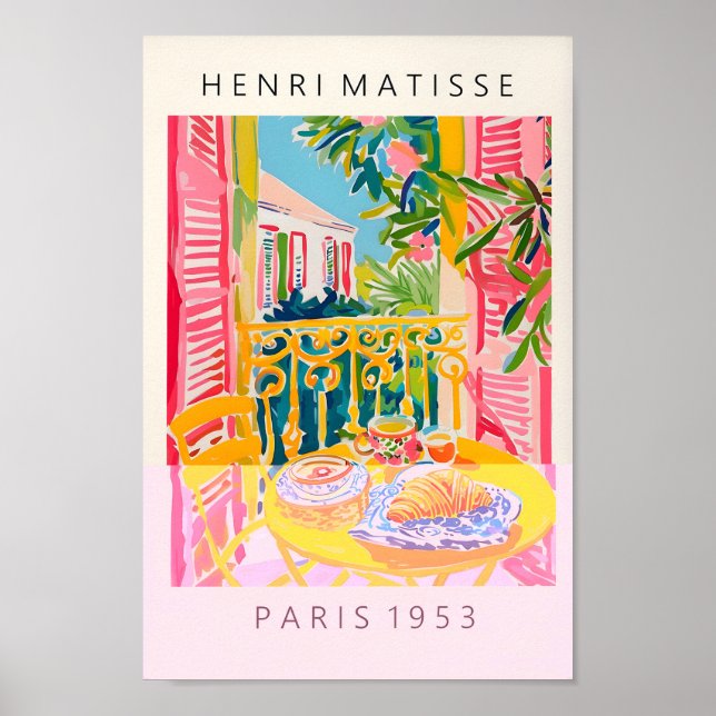 Coffee And Croissant Poster, Matisse Style Art Pri Poster (Front)