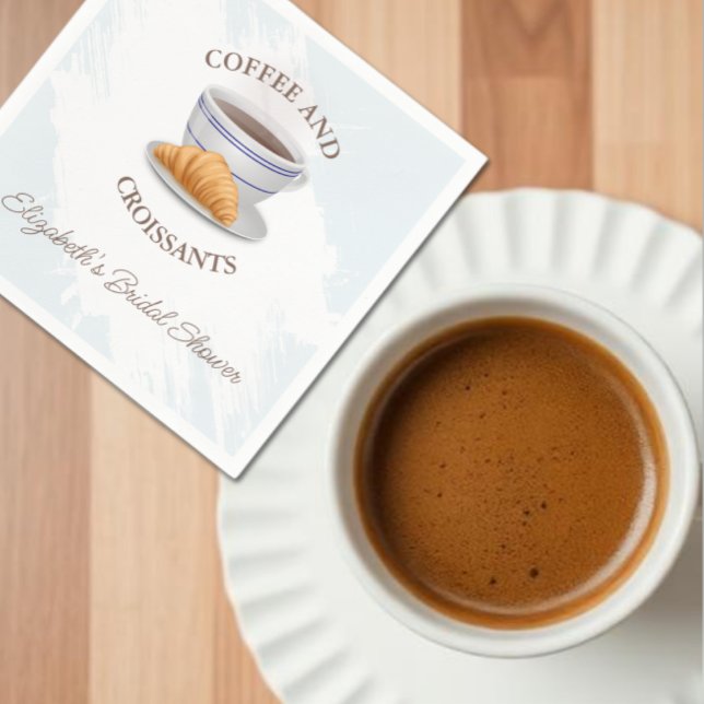 Coffee and Croissants Bridal Shower Napkin (Creator Uploaded)