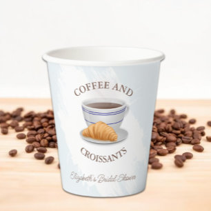 Coffee and Croissants Bridal Shower Paper Cups