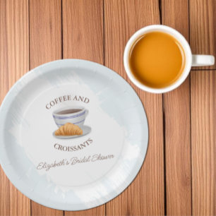 Coffee and Croissants Bridal Shower Paper Plate