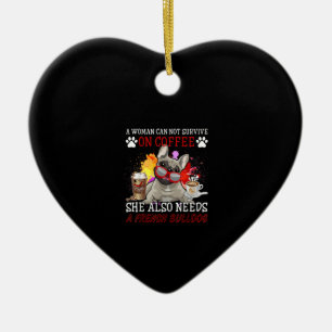 Coffee And Dog Coffee And French Bulldog Gifts Ceramic Ornament