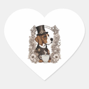 coffee and dog heart sticker