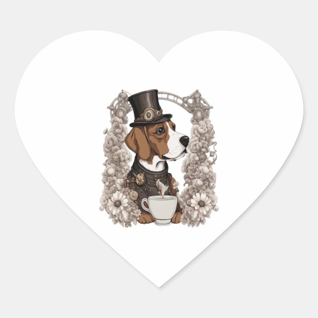 coffee and dog heart sticker (Front)