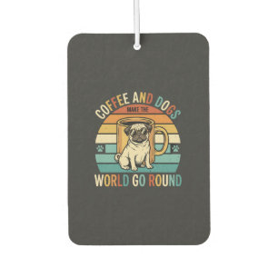 Coffee and Dogs Retro Pug Lover Air Freshener