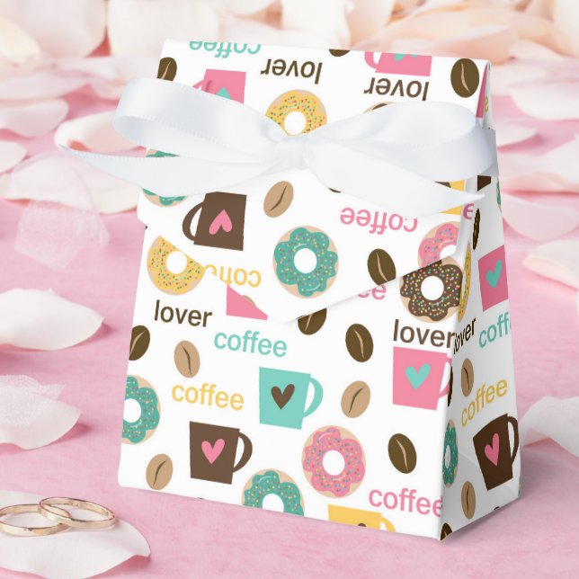 Coffee and Donut Pattern  Favor Box (Wedding)