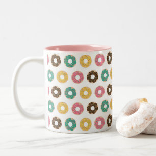 Coffee and Donut Pattern Two-Tone Coffee Mug
