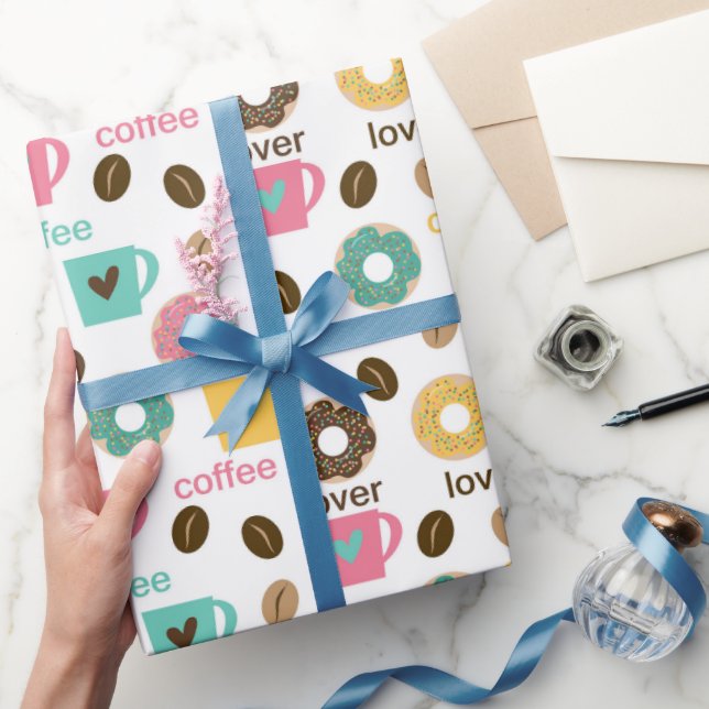 Coffee and Donut Pattern  Wrapping Paper (Gifting)