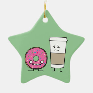 Coffee and Doughnut Ceramic Ornament