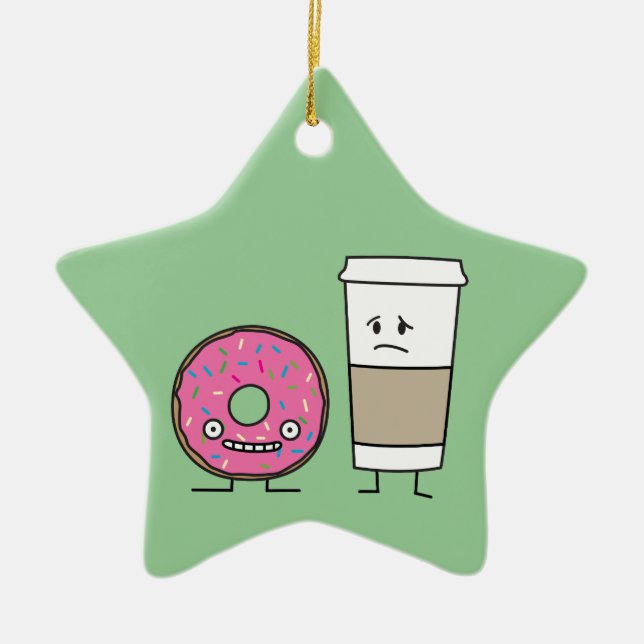 Coffee and Doughnut Ceramic Ornament (Front)