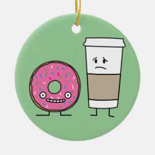 Coffee and Doughnut Ceramic Ornament