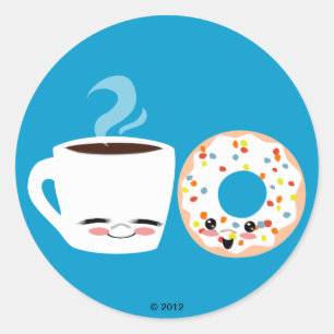 Coffee and Doughnut Pals Classic Round Sticker
