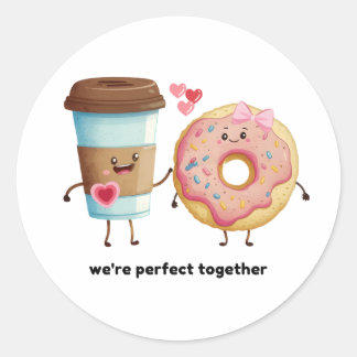 Coffee and Doughnut Valentine Sticker