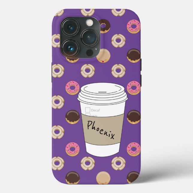 Coffee and Doughnuts Custom Name Case-Mate iPhone Case (Back)