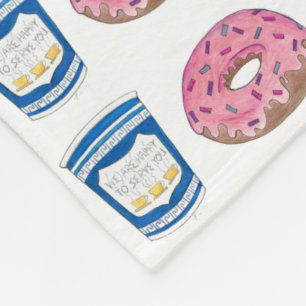 Coffee and Doughnuts Pink Frosted Doughnut Breakfa Fleece Blanket