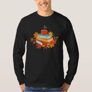 Coffee And Floral Book Flower Book Nerds Reading L T-Shirt
