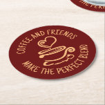Coffee and Friends, Make the Perfect Blend Round Paper Coaster<br><div class="desc">All You Need Is Love And Coffee is a simple, elegant and modern illustration and addresses those in love with coffee. It can been used to create a unique gift to keep or give. This is a beautiful design that fits anytime. Great gift for your favourite barista, coffee worker, coffee...</div>