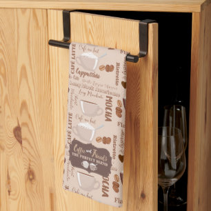 Coffee and Friends Pattern Kitchen Towel
