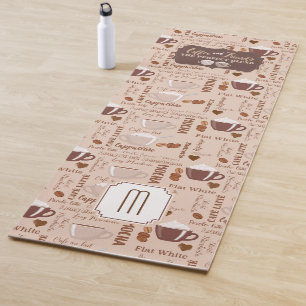 Coffee and Friends Pattern Monogram Yoga Mat