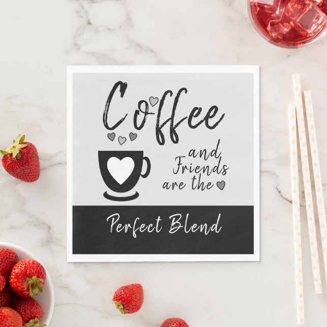 Coffee and friends perfect blend black napkin (Insitu)