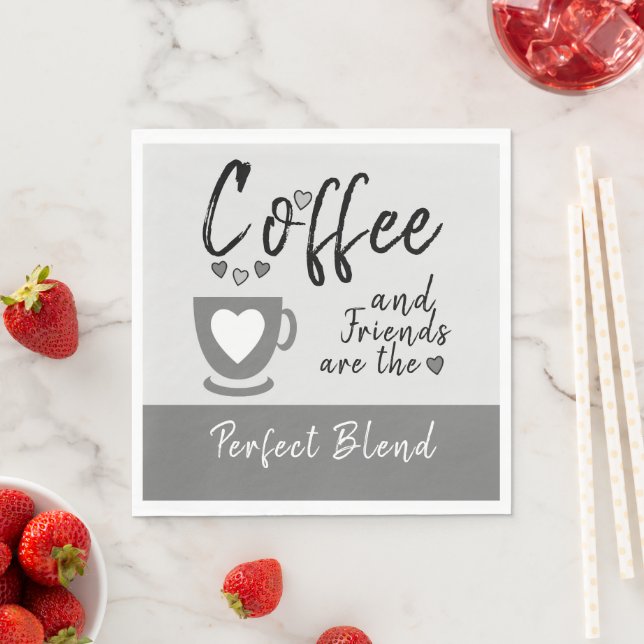 Coffee and friends perfect blend grey napkin (Insitu)