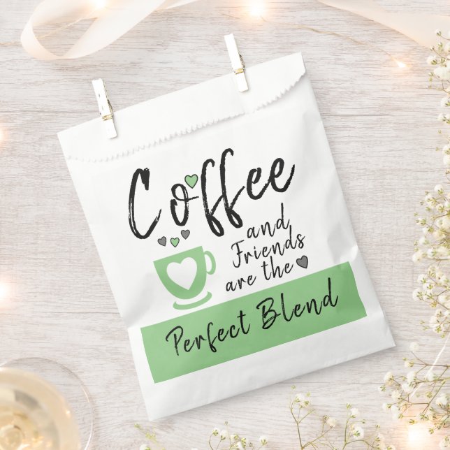 Coffee and Friends perfect blend white green Favour Bag (Clipped)