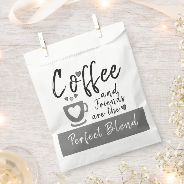 Coffee and Friends perfect blend white grey Favour Bag (Clipped)
