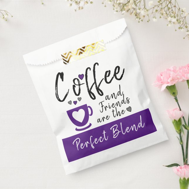 Coffee and Friends perfect blend white purple Favour Bag (Sealed)