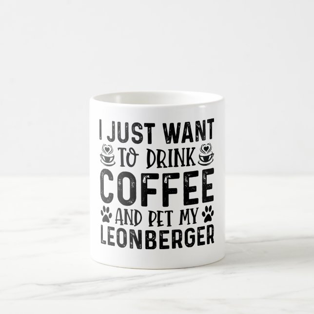Coffee And Leonberger Dog Funny  Mug (Center)