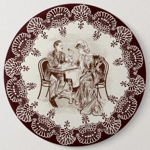 coffee and love 6 inch round button