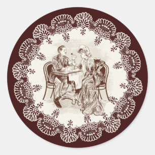 coffee and love classic round sticker