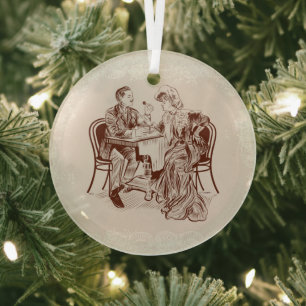 coffee and love glass ornament