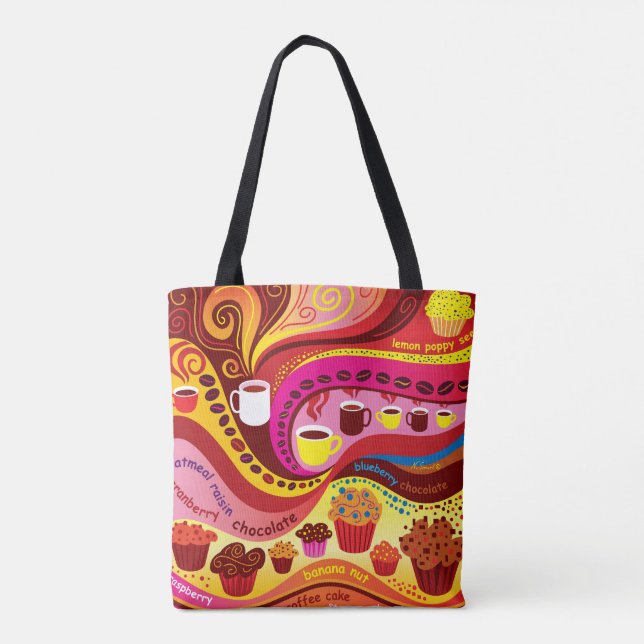 Coffee and Muffins Pattern Tote Bag (Back)