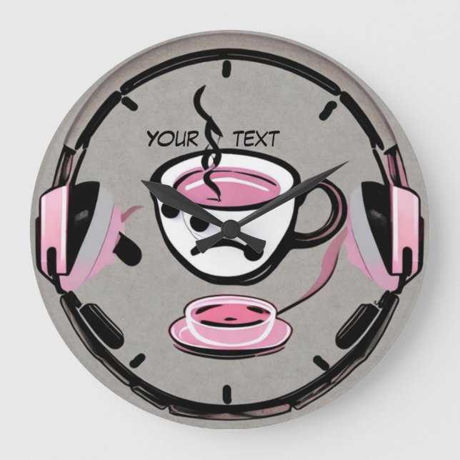 Coffee and music modern large clock (Front)