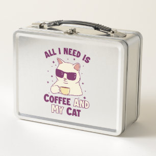 Coffee and my Cat Cat Daddy Cat Mom Cat Lovers Metal Lunch Box