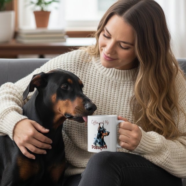 Coffee and My Doberman Blacks cute/Personalize Mug (Creator Uploaded)