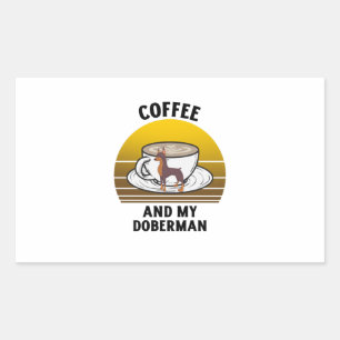 Coffee and my doberman Retro vintage sunset Sticker