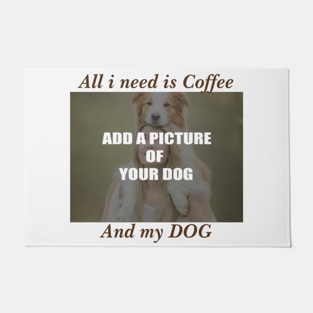 Coffee and my Dog Throw Pillow Doormat (Front)