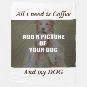 Coffee and my Dog Throw Pillow Fleece Blanket