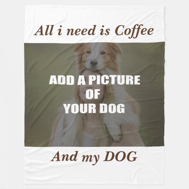 Coffee and my Dog Throw Pillow Fleece Blanket (Front)
