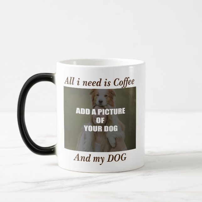Coffee and my Dog Throw Pillow Magic Mug (Left)