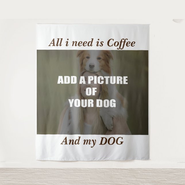 Coffee and my Dog Throw Pillow Tapestry (Front)