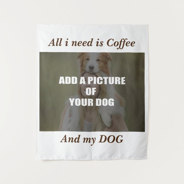 Coffee and my Dog Throw Pillow Tapestry (Front)