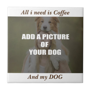 Coffee and my Dog Throw Pillow Tile