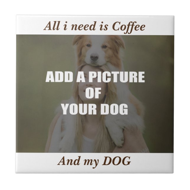 Coffee and my Dog Throw Pillow Tile (Front)