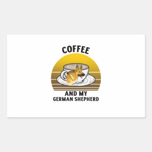 Coffee and my German Shepherd Retro vintage sunset Sticker