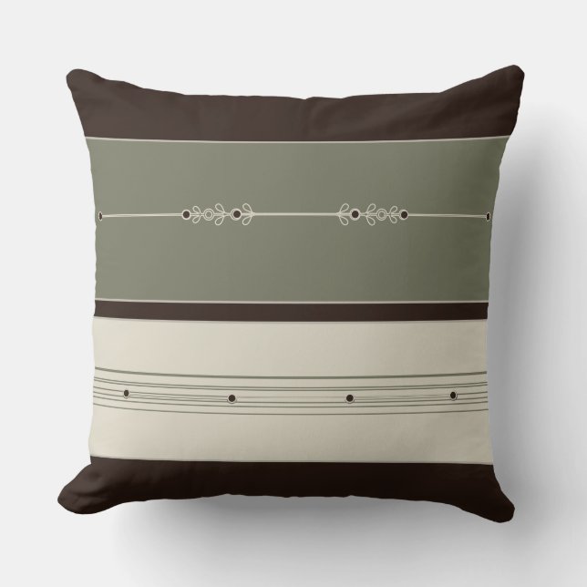 Coffee and Olive Throw Pillow (Front)