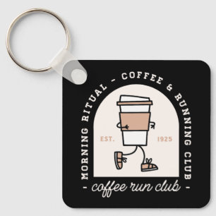 Coffee and running lovers run club funny keychain